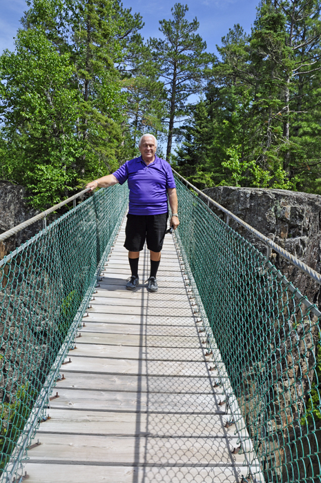 Lee Duquette on the suspension bridge